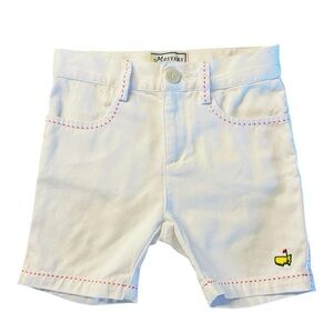 Masters Collection White Cotton Shorts with Pink Accents & Masters Logo SZ 4T
